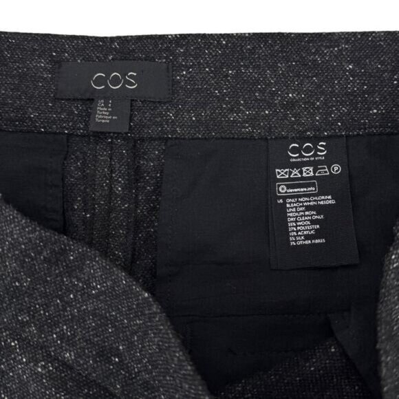 COS Wool Blend Slim Fit Trouser Pants Dark Gray White Size 4 - Picture 4 of 6